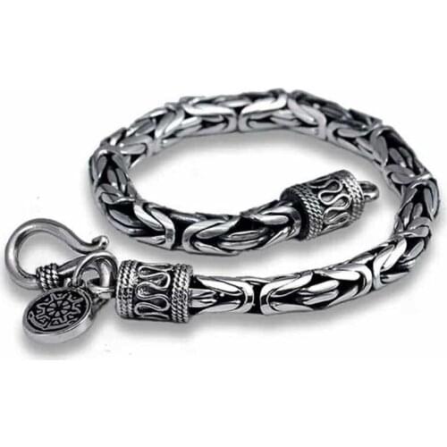 Pure Silver Thai Silver Jewelry 925 Sterling Silver Chain & Link Bracelet Fish Scale Cross S925 Bracelet Jewelry
