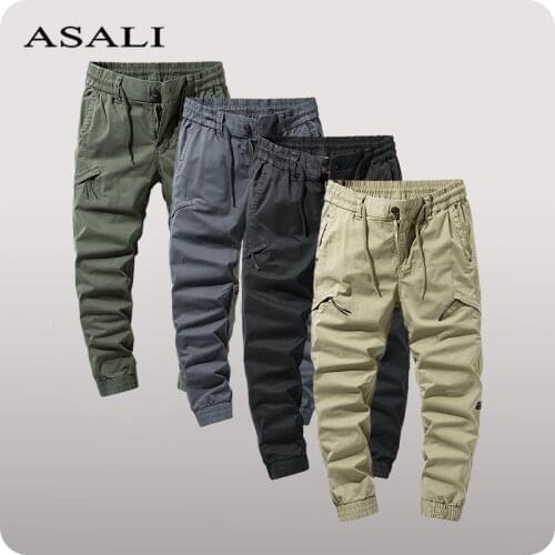 Mens Cotton Cargo Pants 2021 Spring Autumn Casual Men Multi-pocket Trousers Streetwear Hip Hop Loose Harem Pants Men Plus Size