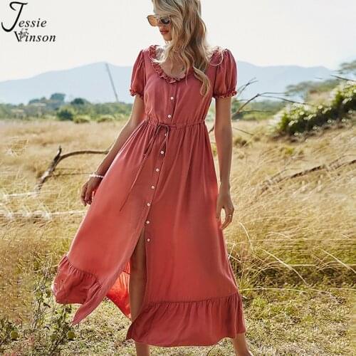 Летние платья на пуговицах JESSIE VINSON China At AliExpress