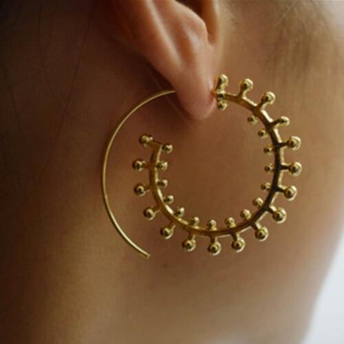 Creative New Jewelry Personality Round Spiral Retro Earrings Exaggerated Swirl Earrings Spot Wholesale Womens Jewelry