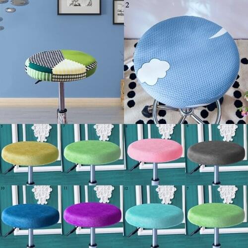 Round Chair Cover Spandex Bar Stool Cover Elastic Seat Covers Home Chair Simple Stretch Chair Cover Solid New Pokrowce na krzesł