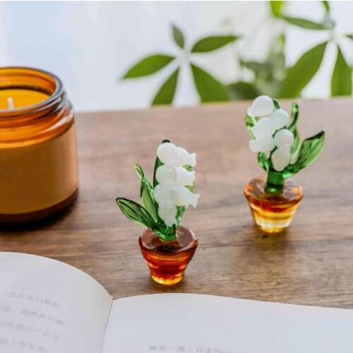 Easy to Carry Miniature Plant Decor Potted Flower Figurine for Shelf