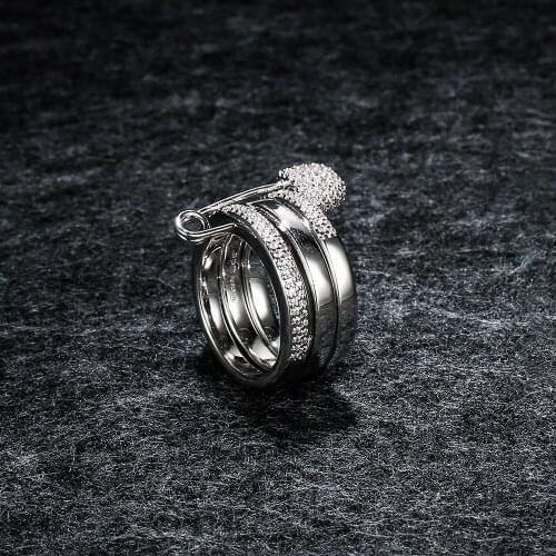 LIDU High Quality 925 Silver Diamond Pin Ring Personalized Elegant Monaco Jewelry As A Gift For Friends