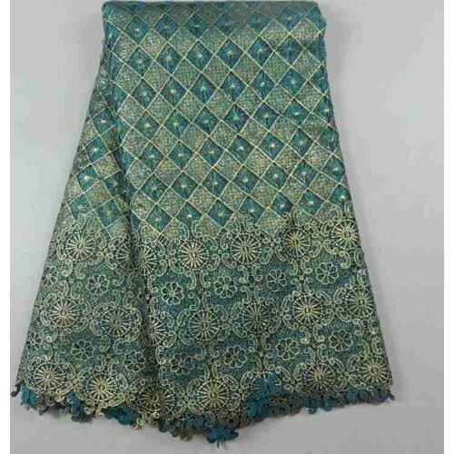 New bronzed cord African lace fabric material guipure lace fabric mesh blue colour 5yards high quality for sewing lady dress