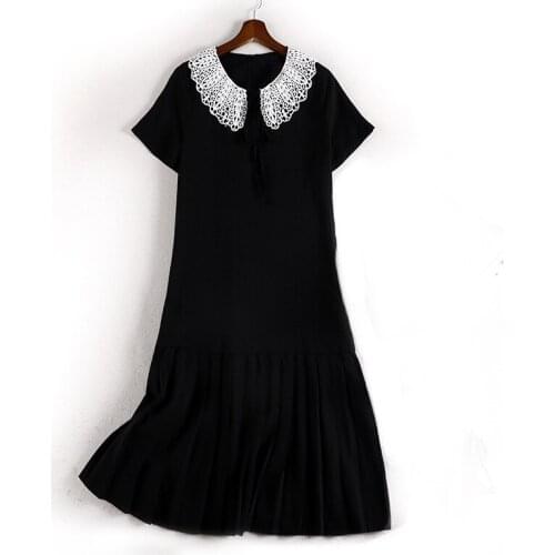 Summer 2021 New Large Size Womens Mid-Length Black Slimming Dress