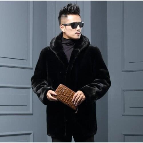 Autumn faux mink fur leather jacket mens winter thicken warm fur leather coat men loose jackets jaqueta de couro fashion B164