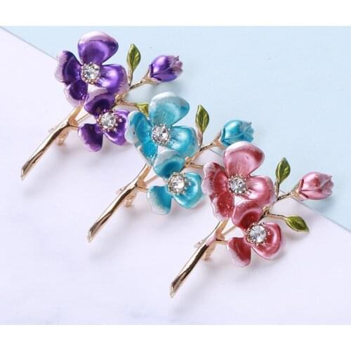 Retro Multi-color Rhinestone Flower Brooch for Woman Mothers Day Gift