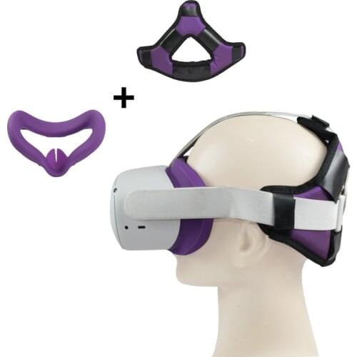 2in1 Silicone Anti-Sweat Face Eye Pad Cover Pressure-relieving Head Strap Headband for Oculus Quest 2 VR Headset Accessories