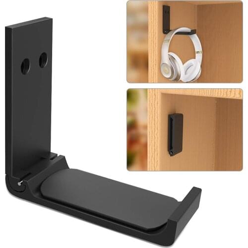 Universal Headset Hanger Headphone Hook Holder Desk Mount Stand Aluminum Alloy with Foldable Clamp Supports Horizontal