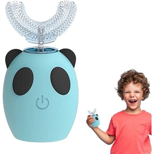 Smart 360 Degress U Sonic Electric Toothbrush Kids Silicone Automatic Ultrasonic Tooth Brush Children Blue Light Teeth Brush