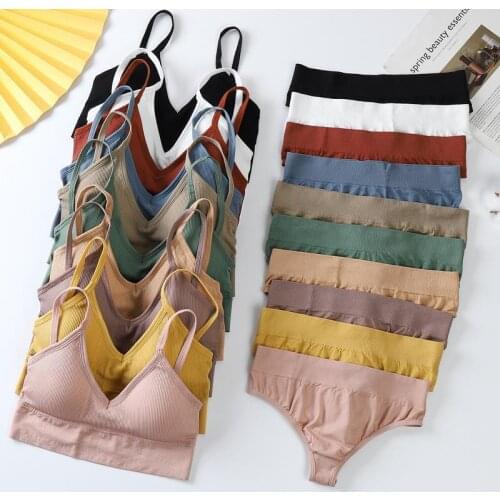 Women Seamless Bra Set Bra Top With Pantys Brassiere Fitness Underwear Lingerie Womens Swimwear Push Up Sexy Tank Top For Girls