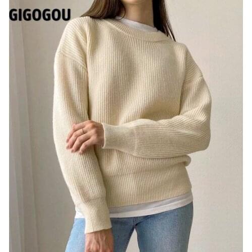 GIGOGOU Oversized Women Cashmere Sweater Autumn Winter Basic Knit Pullovers Top Soft Female Jumper Christmas Sweaters Pull Femme
