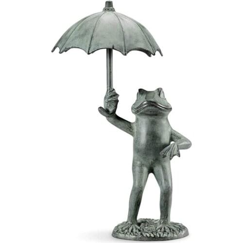 Umbrella Frog Garden Statue Animal Frog Figurine Collectible Sculptures for Outdoor Lawn Flower Beds Fairy Gardens Decor