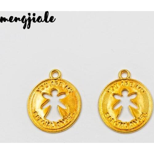 16pcs/lot Gold color angel Charms Necklace Pendant Bracelet Jewelry Making Handmade Crafts diy Supplies 22*18mm