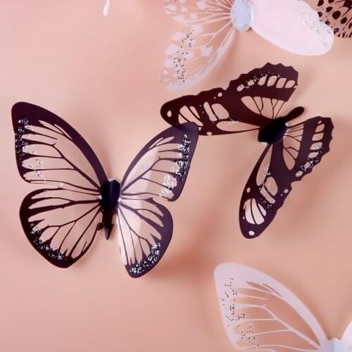 Crystal 3d butterflies 18pcs diy home decor wall stickers for kids rooms Christmas party decoration kitchen refrigerator decal