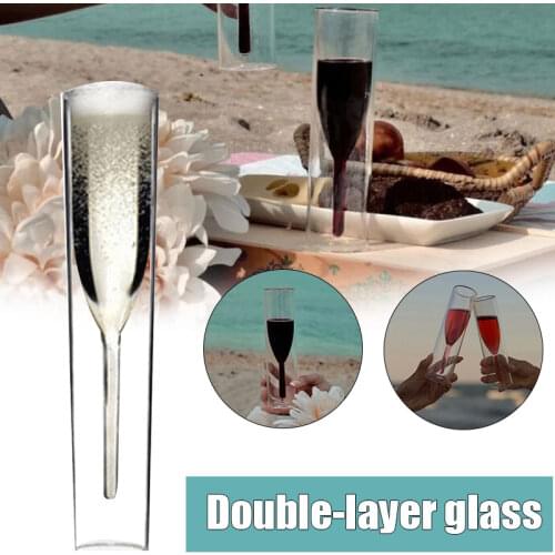 2/3/5pcs Luxury Flutes Double-layer Champagne Glass Innovative Transparent Clear Wine Glass UD88