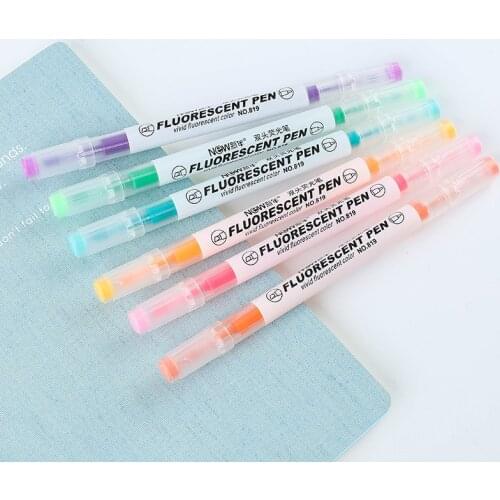 6PCS/Set Highlighters Double head Light/Deep Color Style Art Marker Mildliner Highlighters for School& Office Stationery