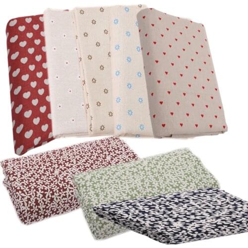 8pcs Printed Floral mini Daisy Pattern Linen Cotton Craft Fabric Bundle Patchwork Cloth DIY Sewing Quilting Cushion Material