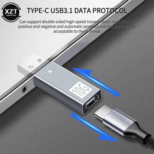 10Gbps USB 3.1 Male to Type-C Female Adapter Fast Charging Data Transfer GEN2 Converter Double Sided Laptop Plug Connector 5V 3A