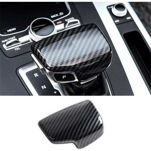 Car Styling automatic speed gear shift knob head carbon fiber cover Sticker For Audi A4 B9 A5 Q7 shifter trim Auto Accessories