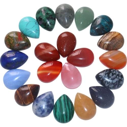 10pcs / lot 8/10/12/14/16/18/20 mm Natural Stone Beads Water Drop Shape Beads Cabochon Cameo fit Pendant For Jewelry Accessories