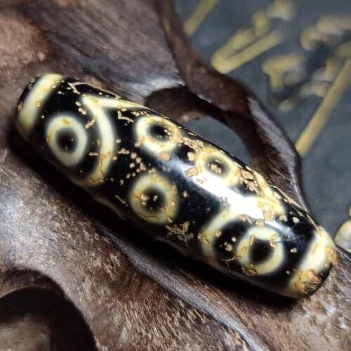 Tibet Old Agate Beads Dark Yellow 15 Eyes DZI 13*40mm Agate Beads Men&Women Jewelry DIY Free Shipping