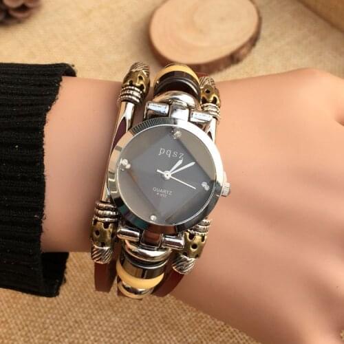 New fashion women watches Full handmade watch diamond Quartz genuine leather Strap High Quality Dress Retro Watches