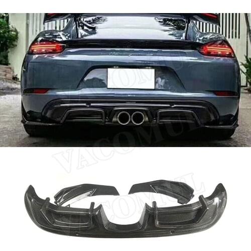 Carbon Fiber Rear Bumper Lip Diffuser Spoiler Splitters Flaps fit for Porsche 718 Cayman Boxster Base S Coupe 2016-2019
