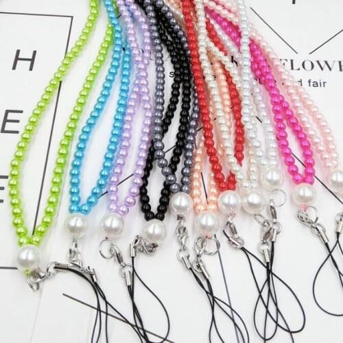 Free DHL 40cm Long Pearls Neck Strap Lanyard Necklace for Cell phone iPod mp3 mp4 USB Flash Drive ID card badge Eyeglass Holder