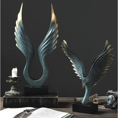 European Creative Resin Classic Dapeng Wings Fin Statue Ornaments Home Living Room Office Wine Cabinet Decoration Craft Gift