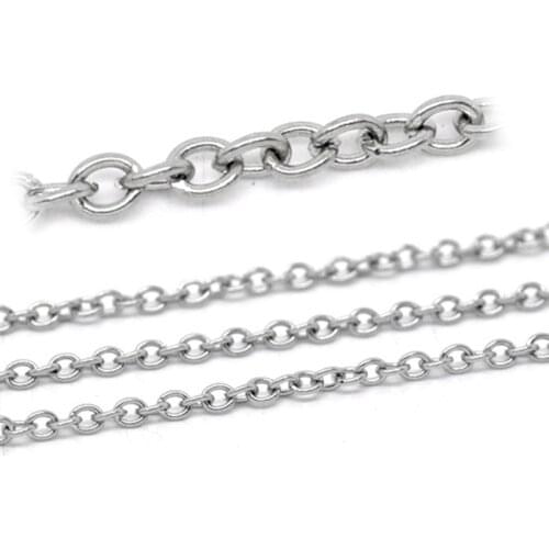 DoreenBeads 304 Stainless Steel Link Cable Chain Findings Silver Color DIY Making Necklace Bracelets Jewelry Gifts 3x2.5mm,5M