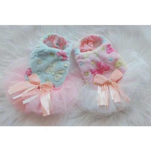 Pink Blue Colors Cotton Warm Dresses for Dogs Autumn and Winter Pet Clothes Sweet Dog Skirts with Big Bow Decoration Pet Supply