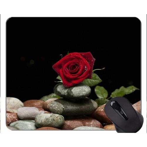Gaming Mouse Pad Custom,Rose stone flower -Stitched Edges