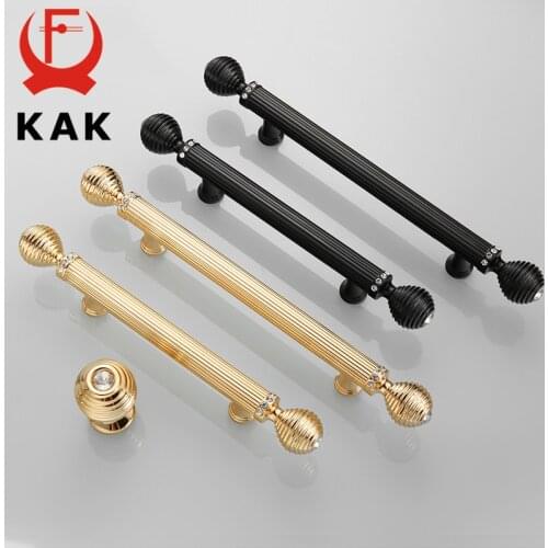 KAK Zinc Alloy Gold Cabinet Knobs Black Kitchen Door Handles Drawer Cupboard Door Handle Cabinet Handles for Furniture Hardware
