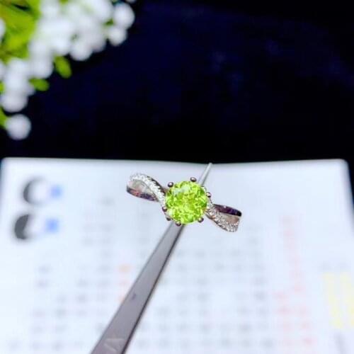 1ct stone Natural olivine water drop ring 925 silver producer wholesale price concessions peridot