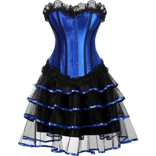 Corset Dress Skirts Victorian Striped Lace Goth Corset Bustier top Vintage Corselet 0verbust Cosplay Costume Women Plus Size