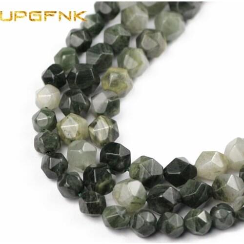 UPGFNK Natural Stone Green Grass Jaspe r Round Loose Spacers beads for Jewelry making DIY bracelet necklace Accessories 6/8/10MM