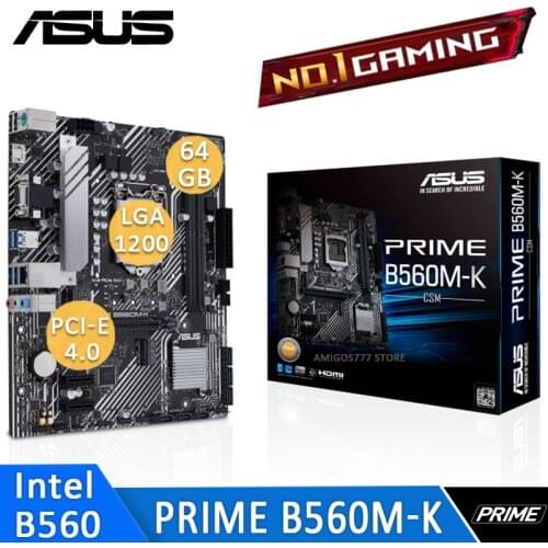 LGA 1200 Asus PRIME B560M-K Motherboard DDR4 M.2 SSD PCI-E 4.0 Support 10th/11th-Gen Cpu VGA Overlocking B560 Placa-Mãe 1200