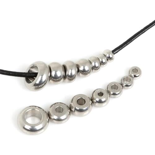 Hot Sale 30-60pcs hole 1.5mm 2.5mm 3mm 6mm Metal Stainless Steel Spacer Beads Jewelry Findings DIY Beads For Necklace Making