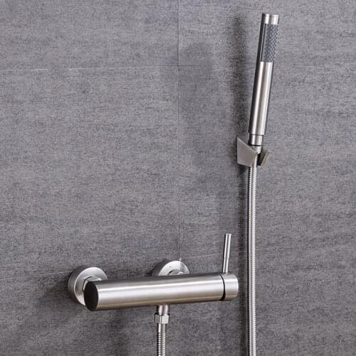 Bath Shower Faucets Set Bathtub Faucet Water Mixer Crane Tap with Hand Shower 304 Stainless Steel Brushed Bathroom Faucets