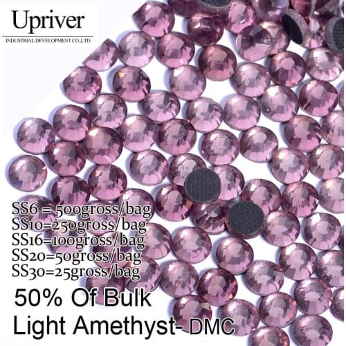 Upriver Half Large Packing Light Amethyst Shiny Stones Flatback Best Quality SS6 SS10 SS16 SS20 SS30 DMC Hotfix Rhinestones