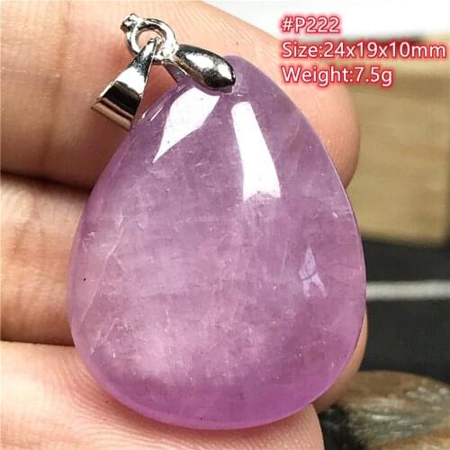 Natural Purple Kunzite Necklace Pendant Jewelry For Women Man Crystal 24x19x10mm Beads Love Healing Stone Silver Gemstone AAAAA
