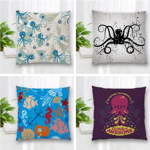 Custom Cartoon Octopus Pillowcase With Zippered Bedroom Home Office Decorative Pillow Sofa Pillowcase Cushions Pillowcover
