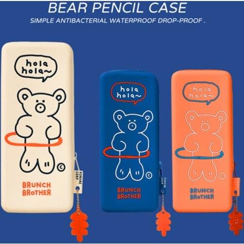 Original Pencil Case Silica Gel Large Capacity for Students Japanese Kawaii Bag Girl Cute Bear Stationery Bag Back To School
