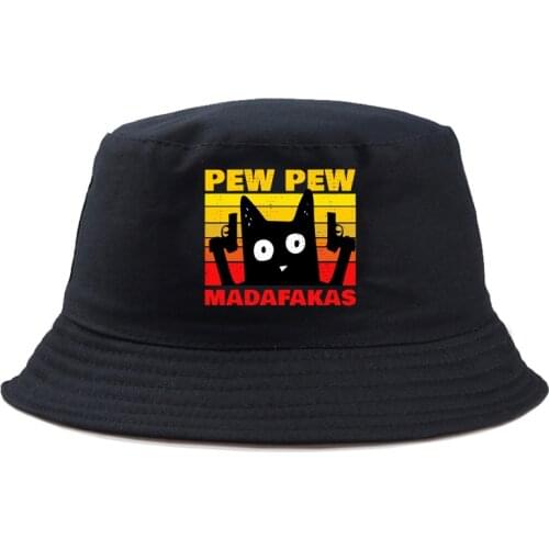 Cartoon Pew Pew Madafakas print Bucket Caps Women Street Beach Sun Hat Hip Hop fashion Fisherman Hats Men Outdoor Panama Cap