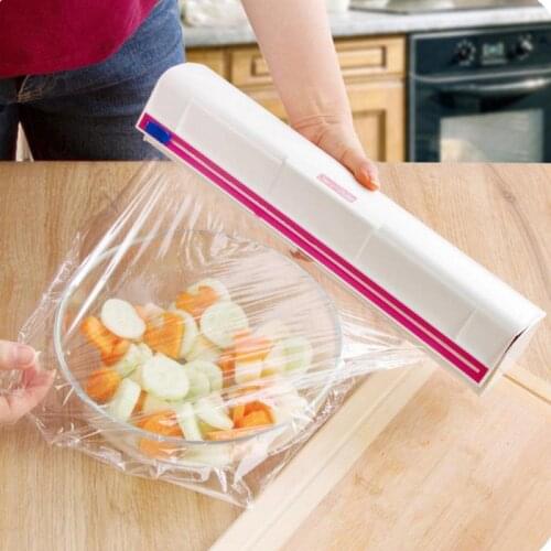 Plastic Wrap Food Film Dispenser Punch-free Fixing Food Wrap Dispenser Foil Cling Film Wrap Cutter Kitchen Organization Gadget