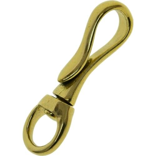 Simple smooth Solid raw Brass Swivel Japanese fishhook U Hook clasp Keychain keyring Leather craft DIY Jean wallet chain FOB