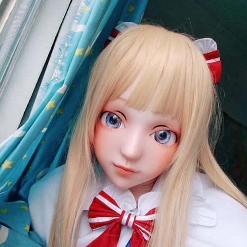 Rabbit 25) Resin Crossdress Pretty Girl 3/4 Head BJD Doll Mask Cartoon Anime Cosplay elf Kigurumi Mask Crossdresser