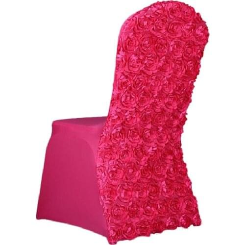 Rose Design Spandex Chair Cover Elastic One Piece Wedding Chair Covers Banquet Restaurant Chair Covers