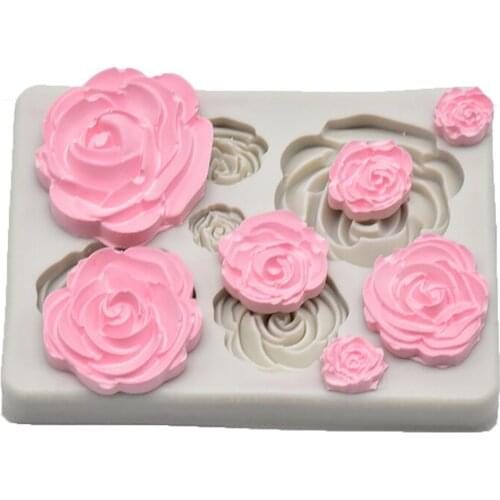 7 Holes Fondant Rose Flower Silicone Mould Kitchen Molds Cute Cake Decorating Tool Chocolate Confeitaria Mold Baking Accessories